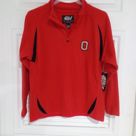 Ohio State Buckeyes Sweater Red 1/4 Zip Fleece Sweatshirt OSU Football Adult's L - Picture 2 of 6